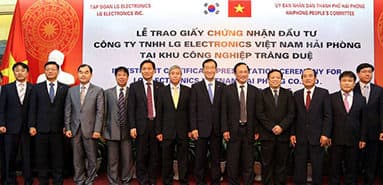 Lễ trao giấy chứng nhận đầu tư Công ty TNHH LG Electronics Việt Nam Hải Phòng